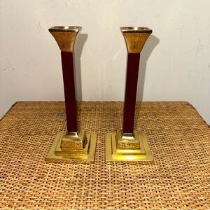 Vintage 8” Pair Of Solid Brass Candle Stick Holder Valsan Portugal Spain Classic